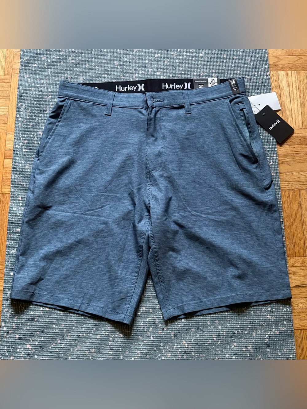 Hurley Men's Hybrid 4 Way Stretch Water Repellent Grey Teal Walk Shorts Size 3